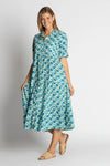 Ibisa 'Nashville Button Midi Dress' - Ocean