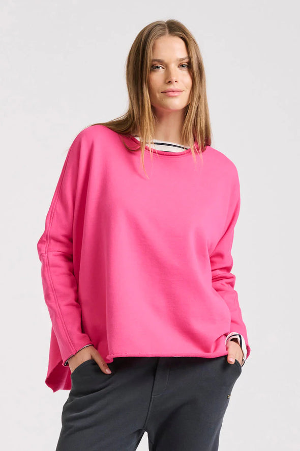 EST 1971 'Raw long Sleeve Sweatshirt - Fuchsia