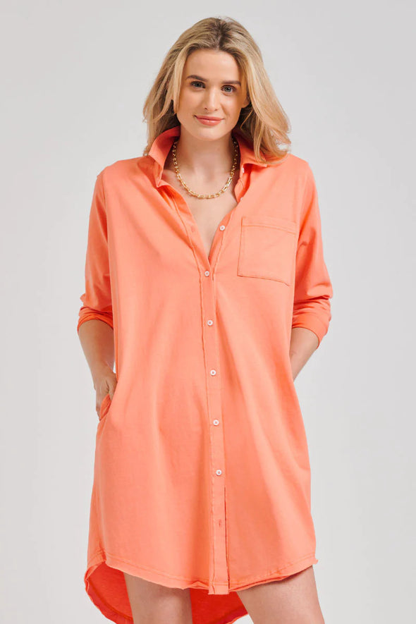 EST 1971 'Raw T Shirt Dress' - Peach