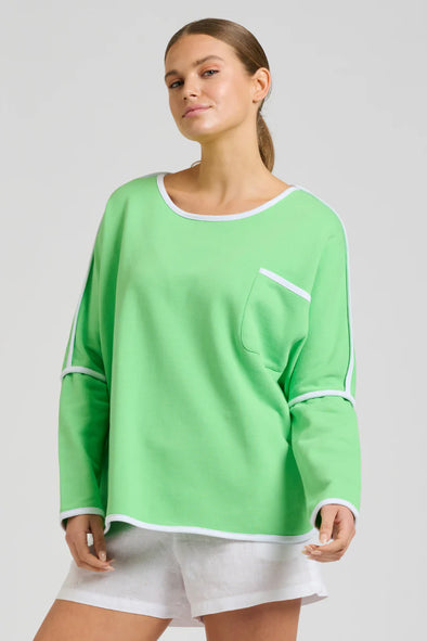 EST 1971 'Ringer Sweatshirt' - Apple Green