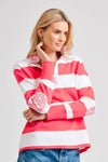 EST 1971 'Rugby Collar Sweatshirt' - Portsea Red Stripe & Floral