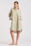 Shirty 'The Classic Shirtdress' - Floral Blue/Stripe Trim