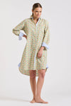 Shirty 'The Classic Shirtdress' - Floral Blue/Stripe Trim