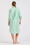 Shirty 'The Classic Shirtdress' - Green Stripe/Floral Trim