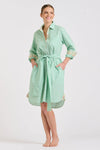 Shirty 'The Classic Shirtdress' - Green Stripe/Floral Trim