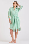 Shirty 'The Classic Shirtdress' - Green Stripe/Floral Trim