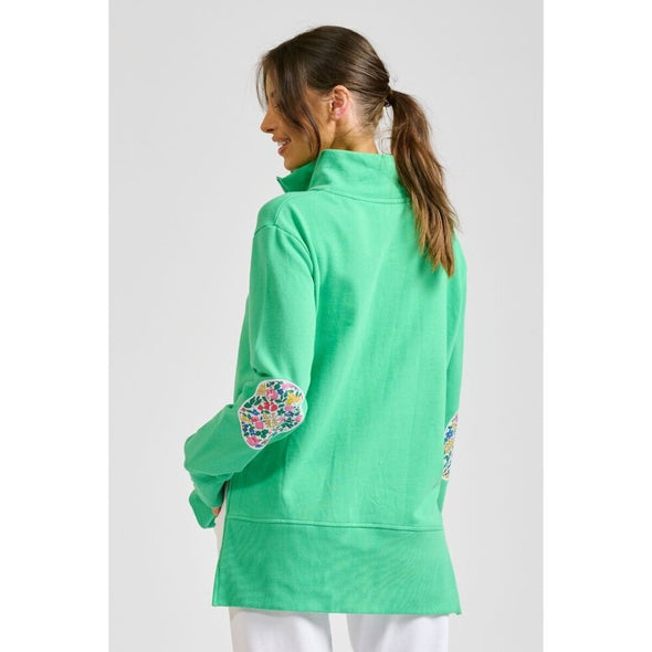 EST 1971 'Collar Sweatshirt' - Bright Green/Floral