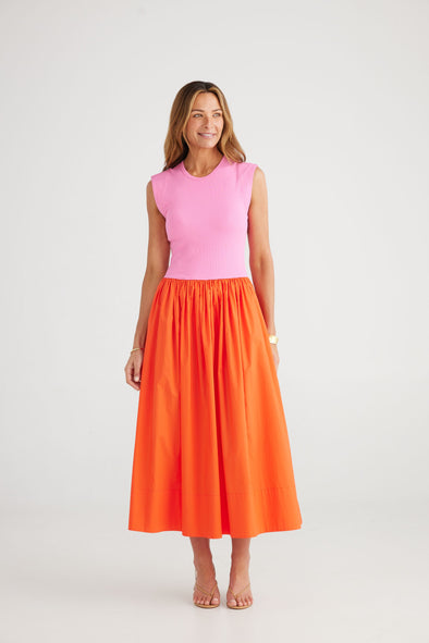Brave + True 'Daphne Dress' - Hot Pink + Mandarin